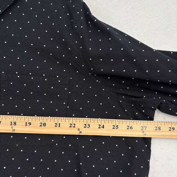 Denim & Co Tunic Blouse Size 2X Black White Polka Dot Button Up Roll Tab Sleeves - Picture 9 of 11